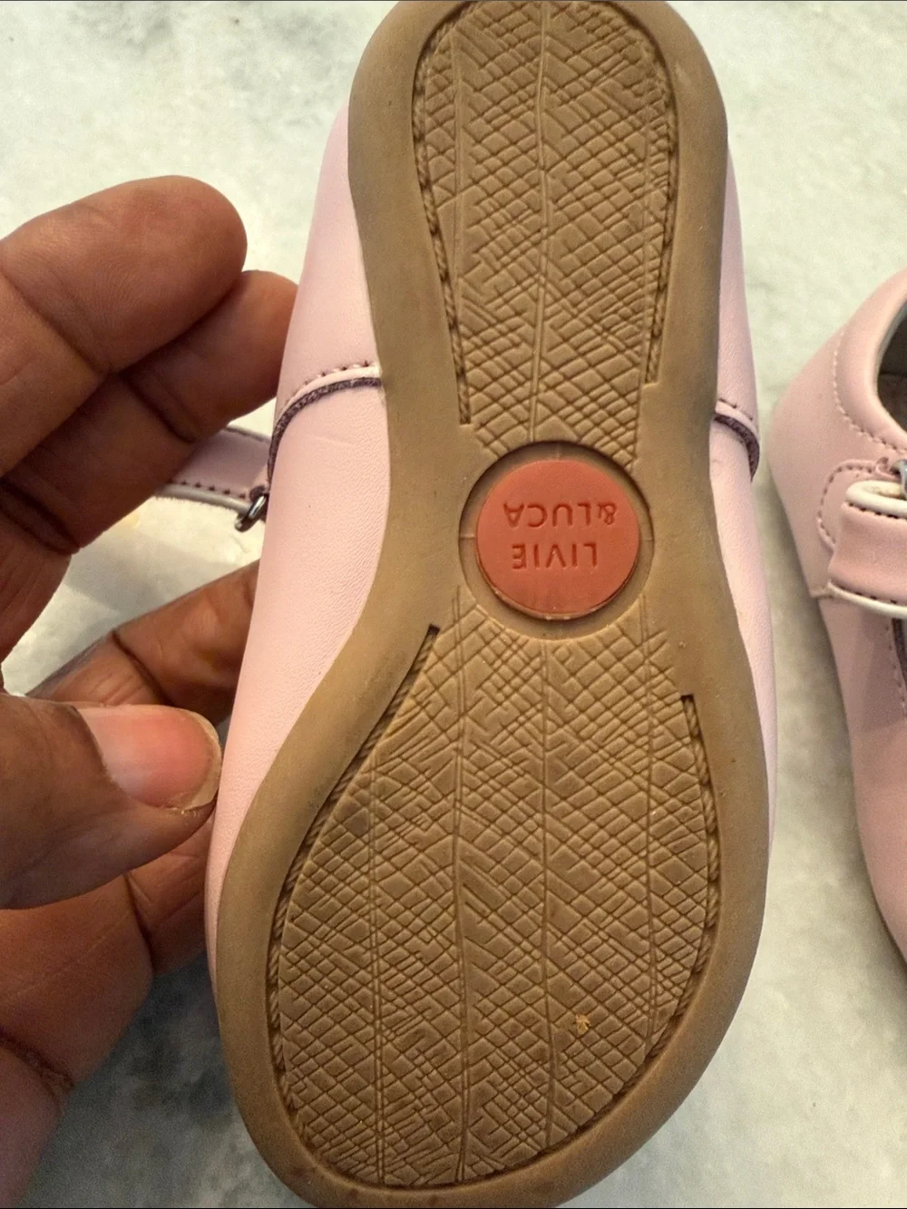 Girls Pink Mary Jane Dress Shoes with Hook-and-Loop Strap